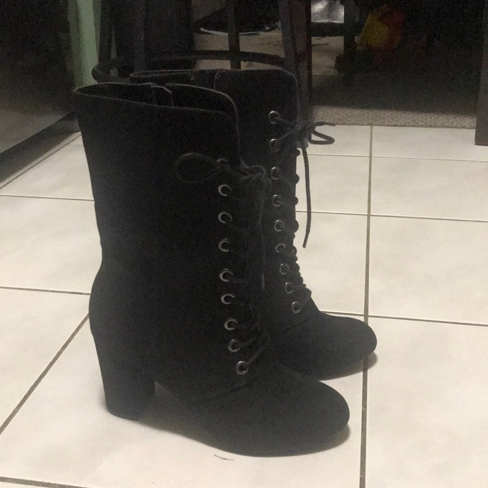 Black suede boots
